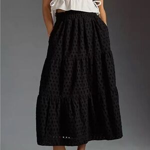 Anthropologie Black Eyelet Somerset maxi skirt xs black